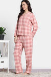 Zivame Checkered Charm Flannel Pyjama Set - Coral Cloud — thumbnail 3